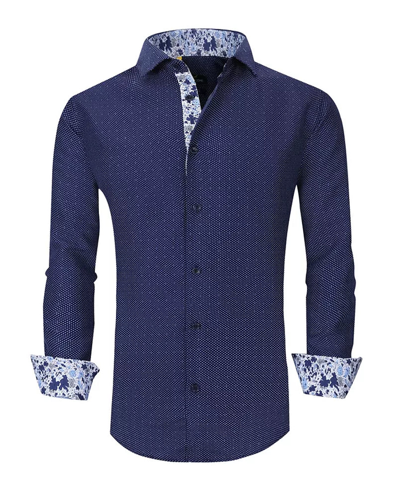 Men'S Slim Fit Business Nautical Button down Dress Shirt