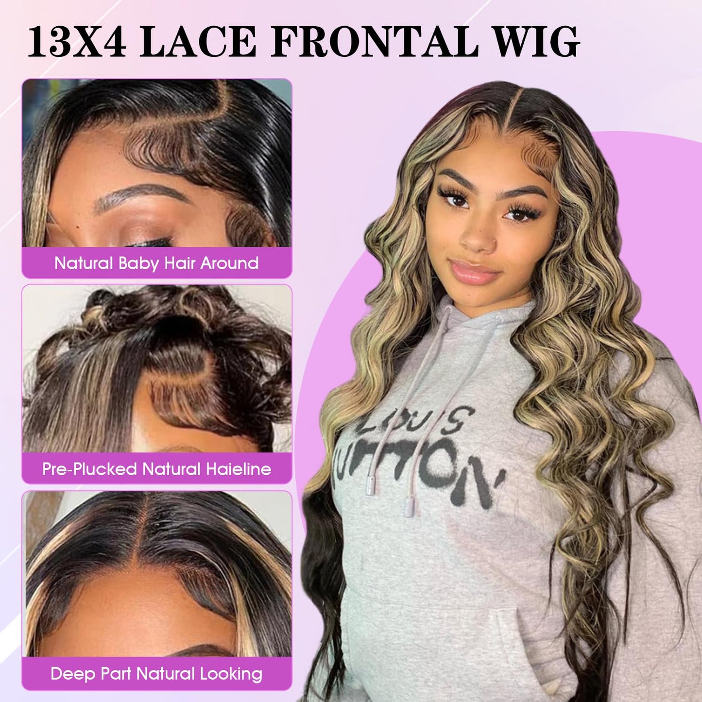 Ombre Lace Front Wig Human Hair Pre Plucked 1B/27 Highlight Lace Front Wig Human Hair with Baby Hair 180 Density 13X4 Body Wave Colored Lace Front Wigs Human Hair Glueless Wigs 20 Inch
