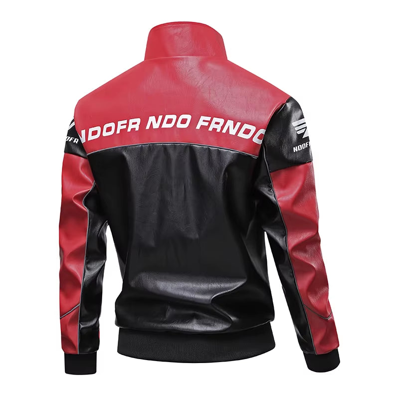 Spring and Autumn Men'S Standing Collar Multi Pocket Leather Jacket PU Leather Work Clothes Outdoor Motorcycle Riding Clothes