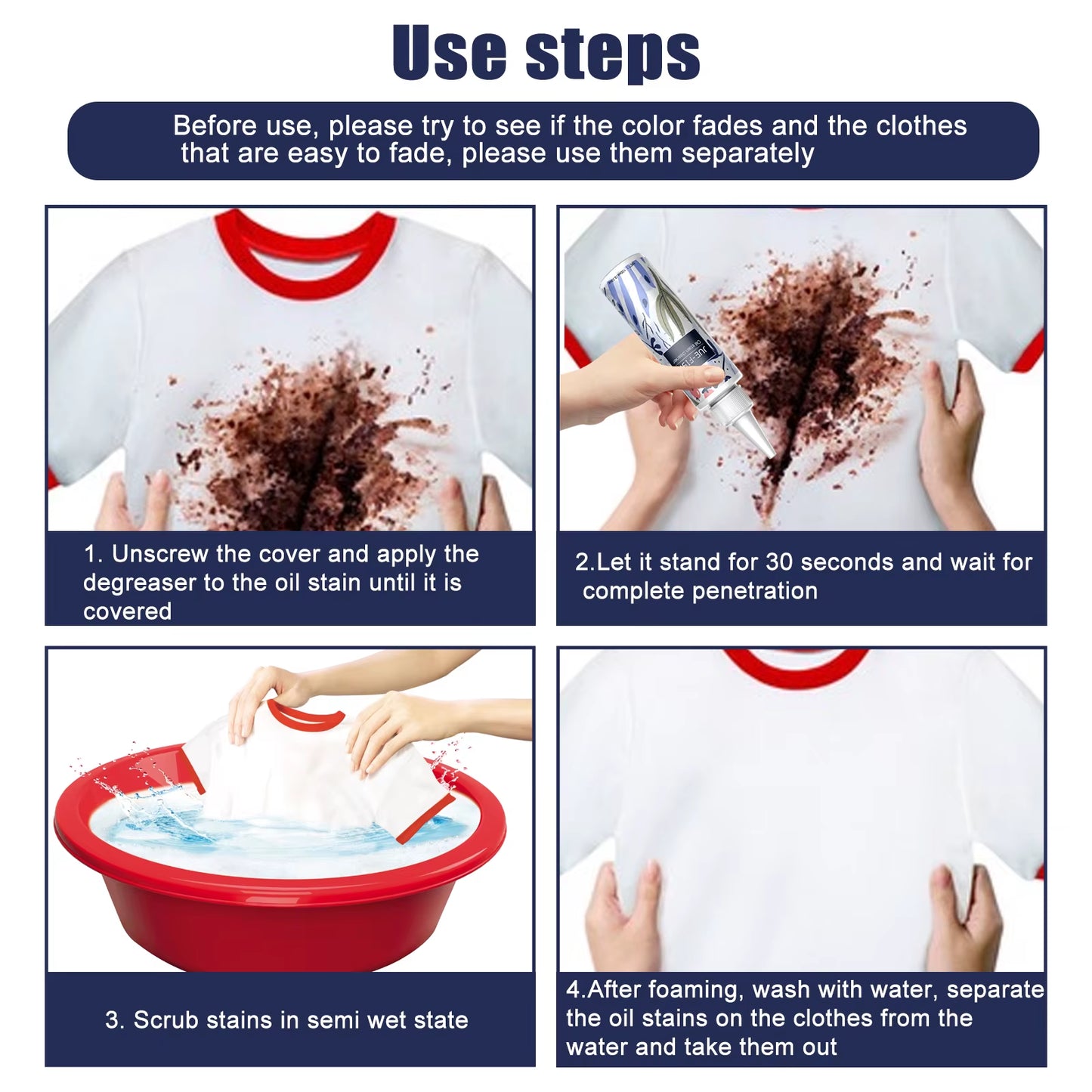 Clothes Oil Stain Remover, Oil Stain Yellowing Clothes Cleaner the Ingredients Are Safe and Environmentally Friendly