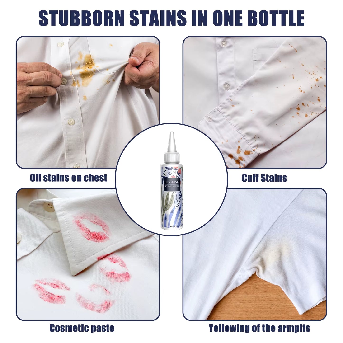 Clothes Oil Stain Remover, Oil Stain Yellowing Clothes Cleaner the Ingredients Are Safe and Environmentally Friendly