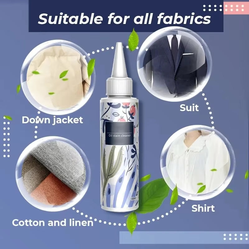 Clothes Oil Stain Remover Dust Cleaner Stain Cleaning Spray Non-Toxic Stain Remover Effective Oil Stain Removal for Fabric Cloth