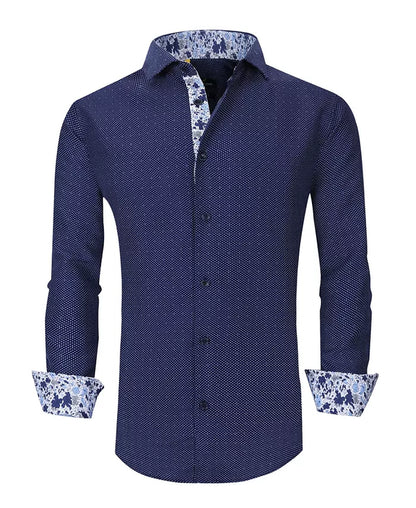 Men'S Slim Fit Business Nautical Button down Dress Shirt