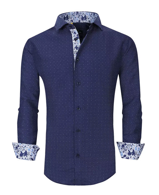 Men'S Slim Fit Business Nautical Button down Dress Shirt