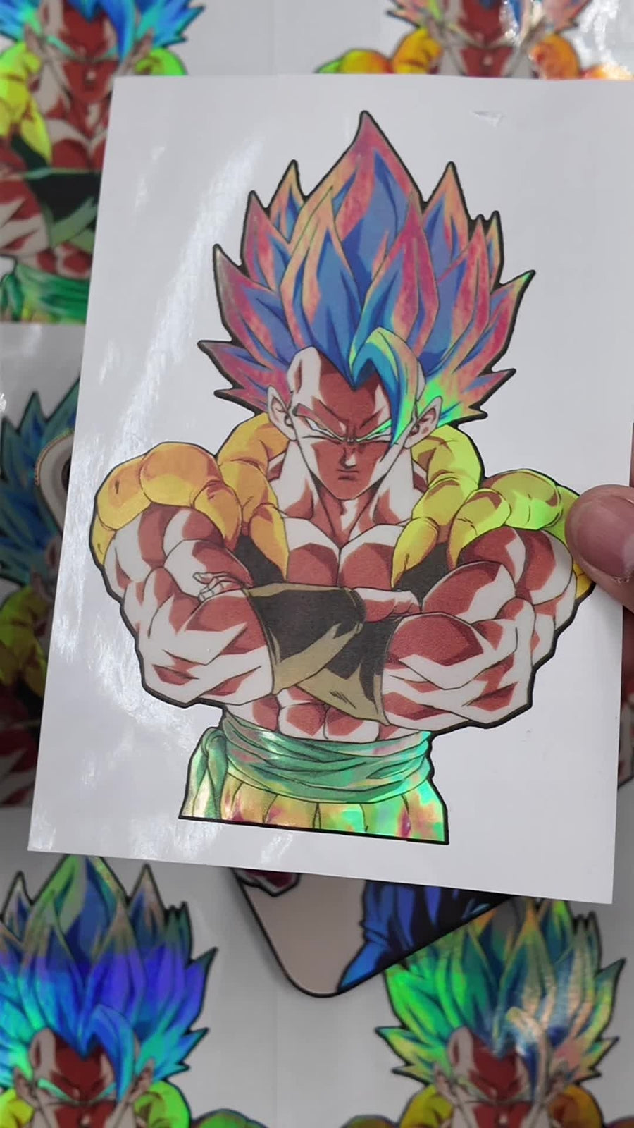 Dragon Ball Gogeta Super Saiyan Blue Arms Crossed Holographic Sticker