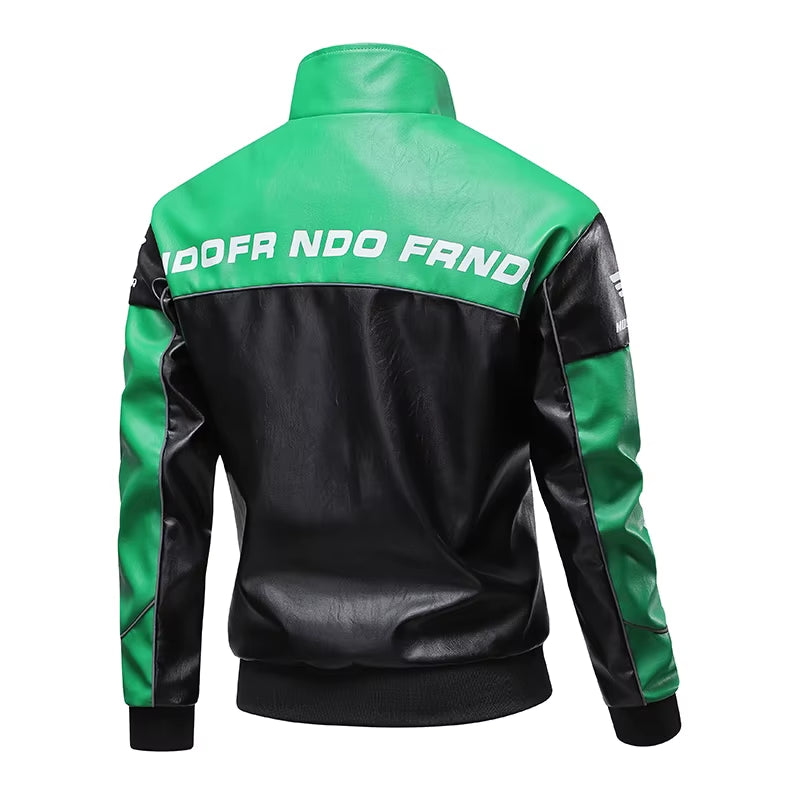 Spring and Autumn Men'S Standing Collar Multi Pocket Leather Jacket PU Leather Work Clothes Outdoor Motorcycle Riding Clothes