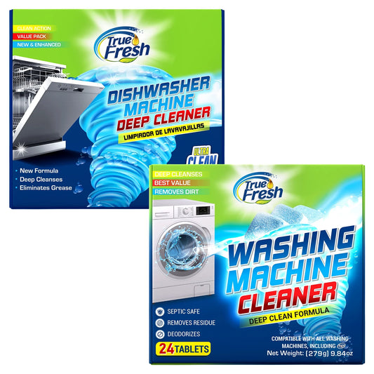 Washing Machine Cleaner and Dishwasher Cleaner Tablets Bundle - 24 Pack Each