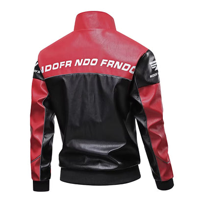 Spring and Autumn Men'S Standing Collar Multi Pocket Leather Jacket PU Leather Work Clothes Outdoor Motorcycle Riding Clothes