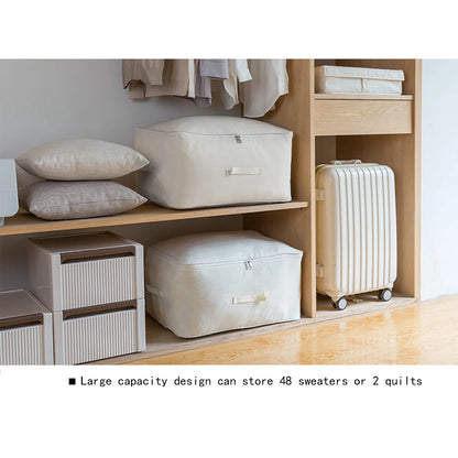 Storage Box,Large Canvas Comforter Storage Bags Closet Organizer for Clothes Sweater Clothes Organizer with Zipper Four Carrying Handles