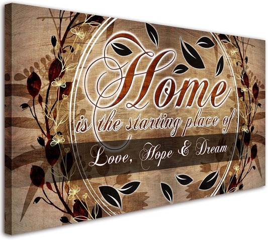 Inspirational Home & Family Quotes Motto Canvas Wall Art, Home Sweet Home Framed Artwork Painting Love, Hope & Dream Theme Quotes Warm Family Wall Art for Living Room Bedroom House Farmhouse Walls